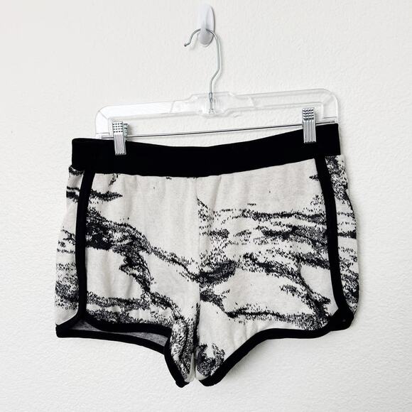 [Twenty Montreal] Black White Marble Abstract Print Knit Shorts Size Small S - Picture 1 of 11